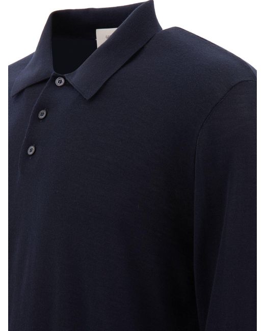 Golden Goose Deluxe Brand Blue Wool Long-Sleeved Polo Shirt for men