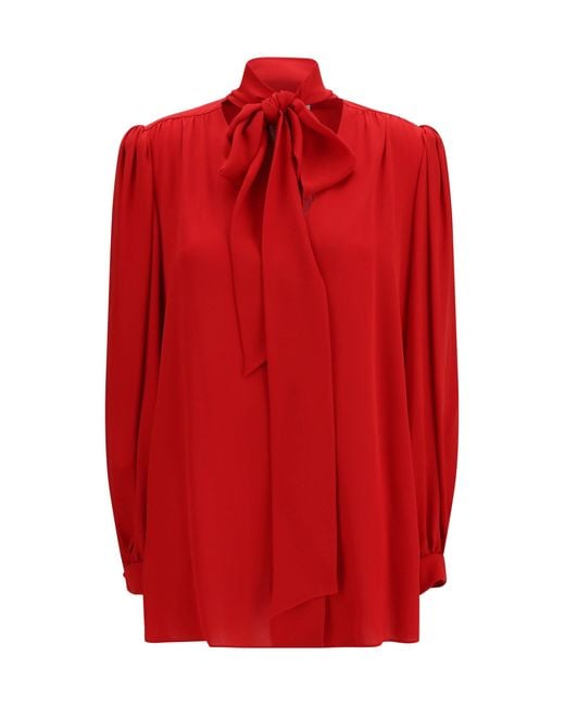 Valentino Red Blouse Silk Georgette