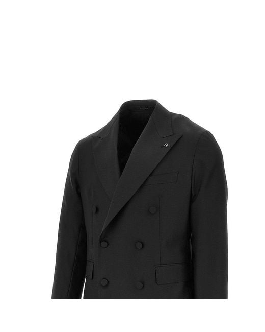 Tagliatore Black Super 110's Wool Tailored Suit for men
