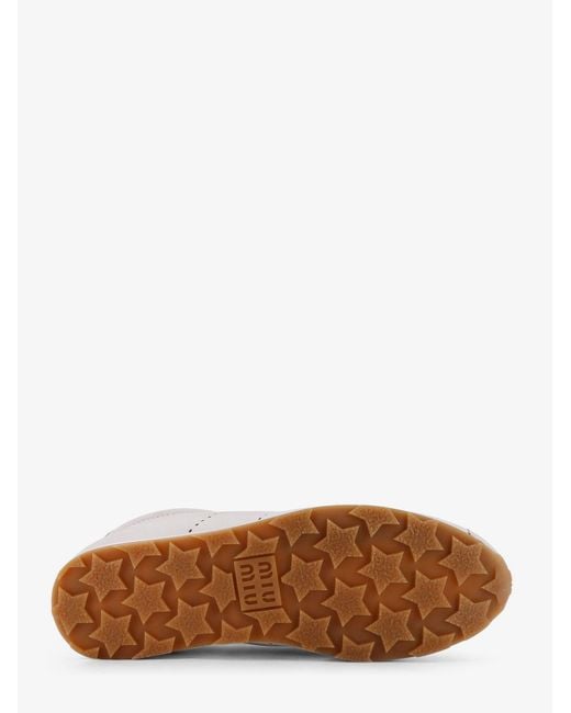 Miu Miu White Plume Leather Sneakers