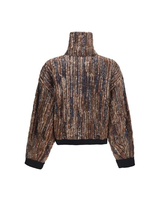 Brunello Cucinelli Brown Perforated Zip Cardigan