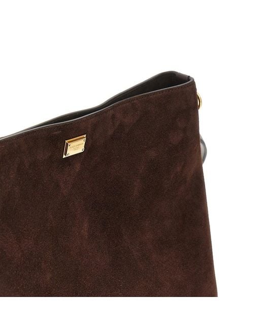 Dolce & Gabbana Brown 'Vittoria' Suede Leather Big Bag