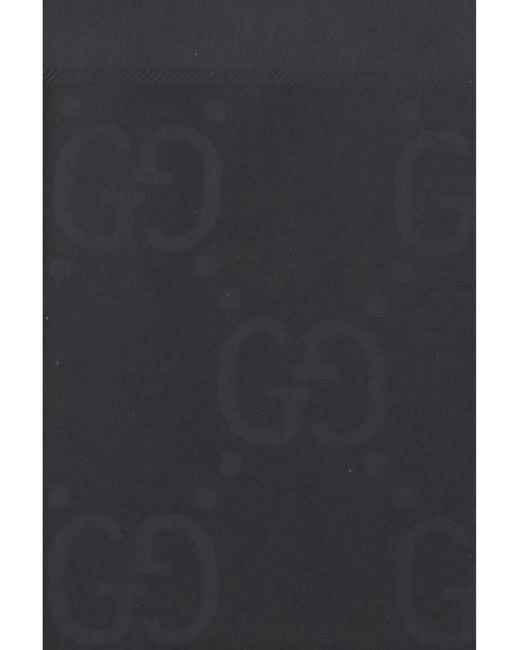 Gucci Black Wool And Silk Scarf