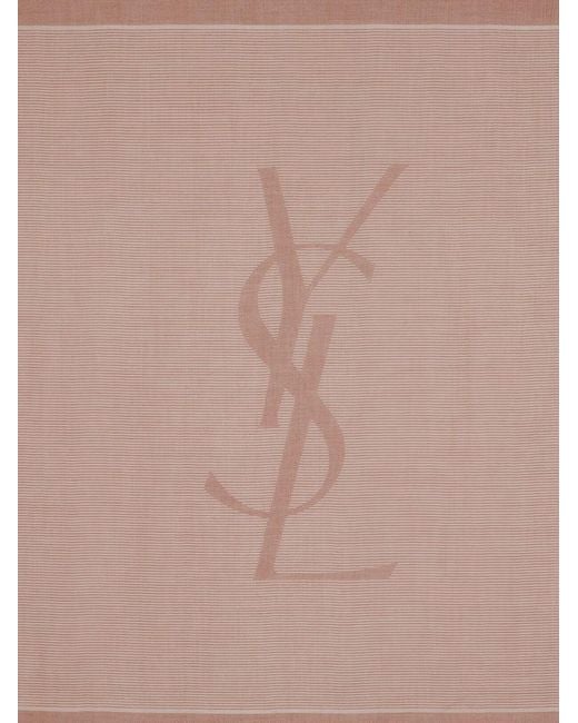 Saint Laurent Brown Cassandre Cashmere And Silk Foulard