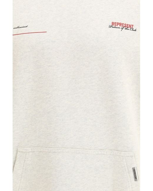 Represent White Cotton Hoodie for men