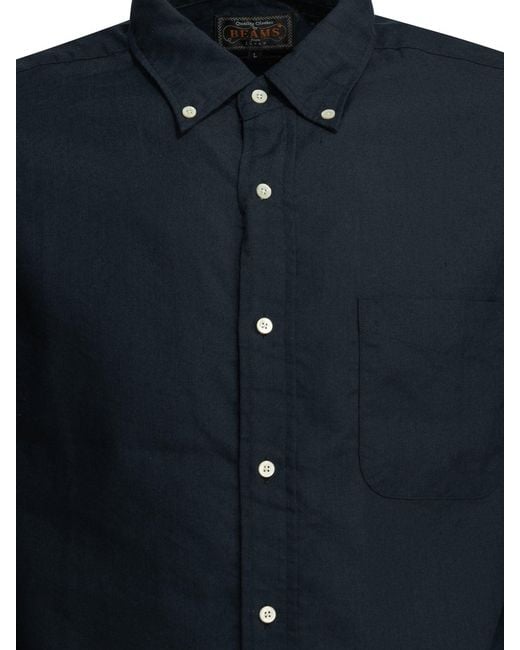 Beams Plus Blue Coolmax Linen Polyester Casual Shirt