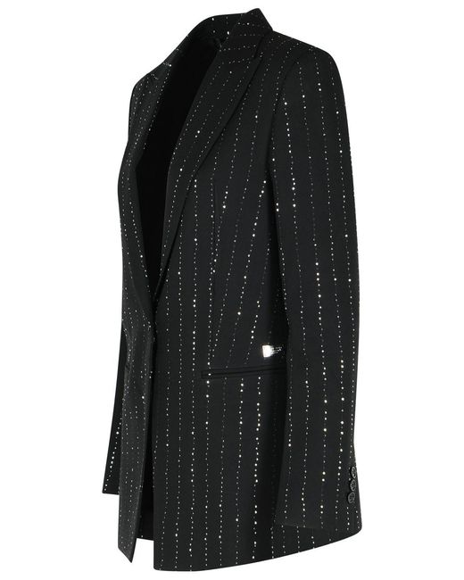 Philipp Plein Black 'Boyfriend Fit' Blazer With Wool Blend Paiettes
