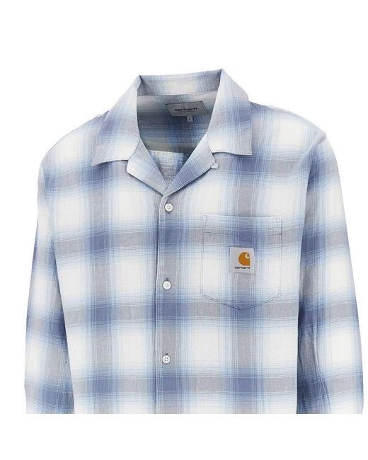 Carhartt Blue 'Tyers' Check Cotton Shirt for men