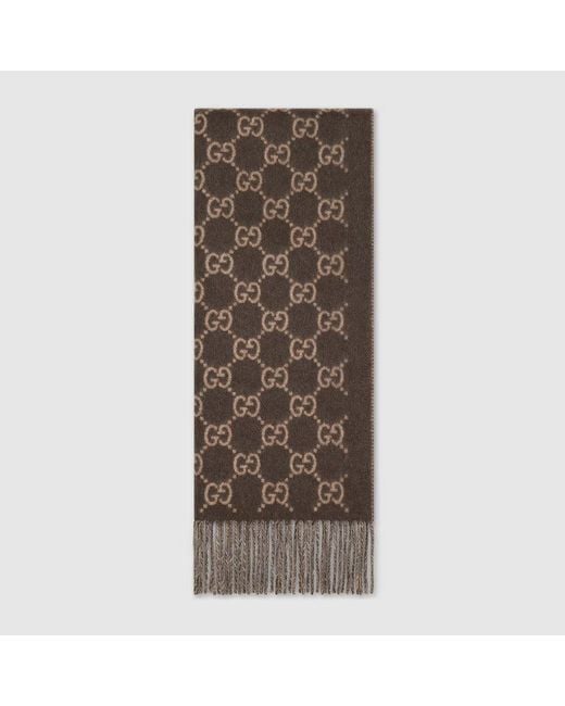 Gucci Brown "Gg" Cashmere Scarf for men
