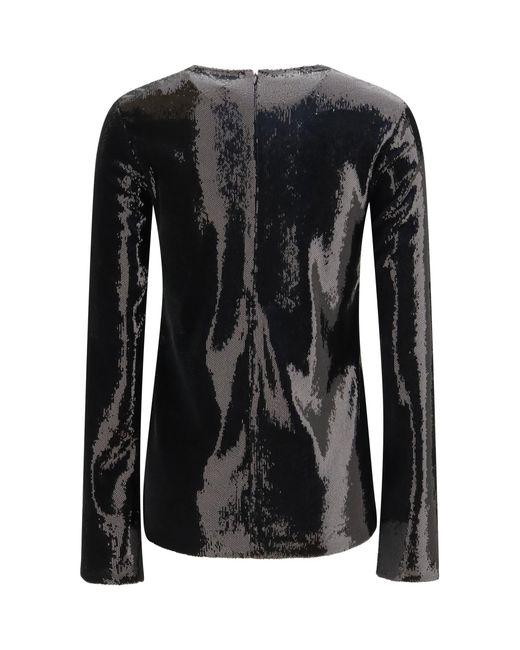 Totême Black Long-Sleeved Sequin Top