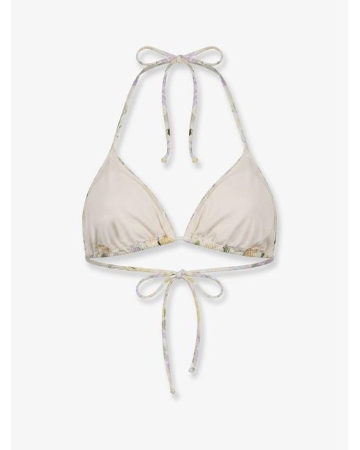 Mc2 Saint Barth White Leah Bikini Top With Lemony Flower Print