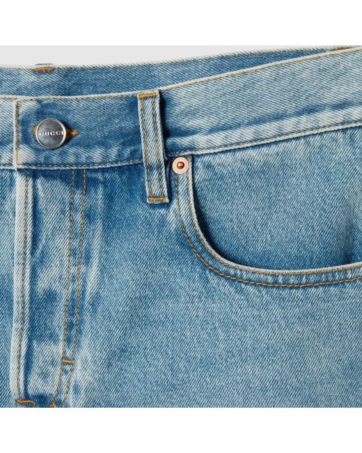 Gucci Blue Stone-Washed Denim Shorts
