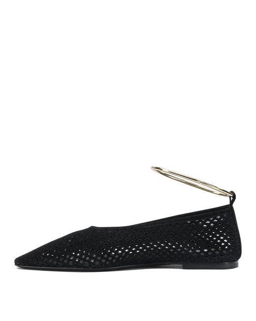 Jil Sander Black Suede Perforated Ballet Flats