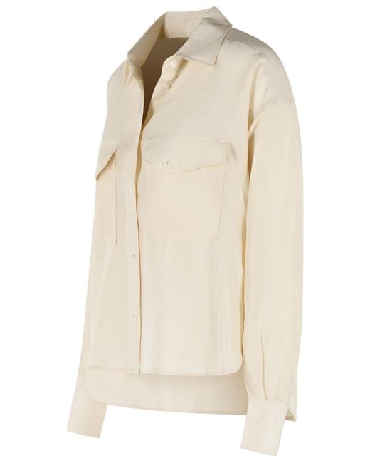 Closed Natural 'Utility' Cream Silk Shirt