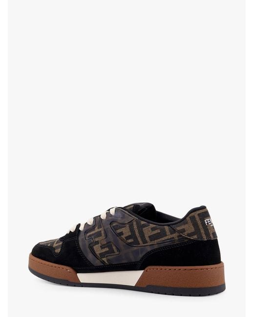 Fendi Black Match Ff Jacquard Fabric And Suede Sneakers for men