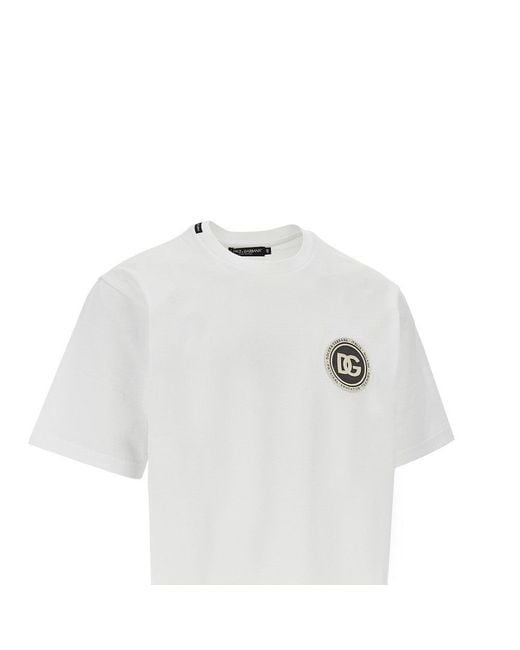 Dolce & Gabbana White Logo Patch T-Shirt for men