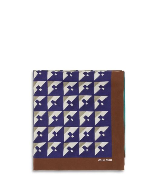 Miu Miu Blue Geometric Print Scarf
