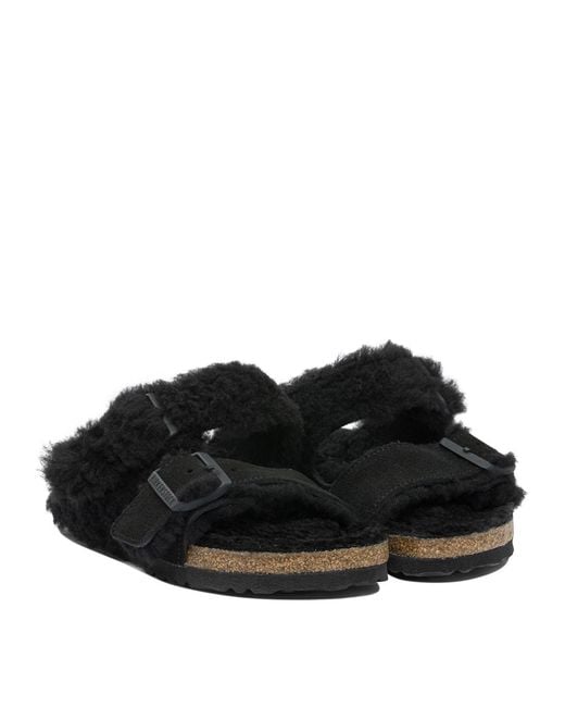 Birkenstock Multicolor "Arizona" Split Shearl Teddy Suede Leather Slippers