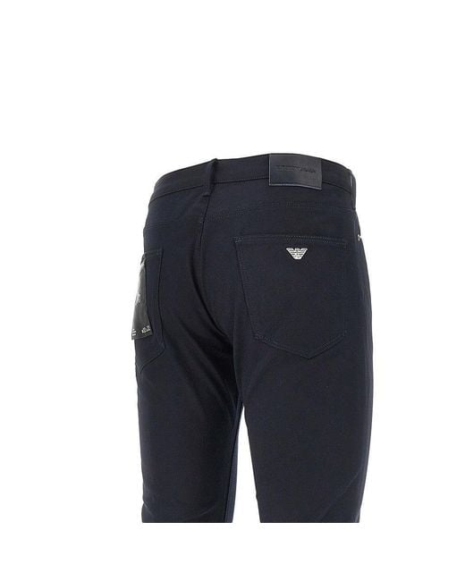 Emporio Armani Blue Stretch Gabardine J06 Pants for men