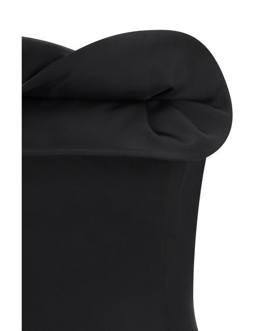Magda Butrym Black Wool And Silk Corset Top With Sculptural Neckline