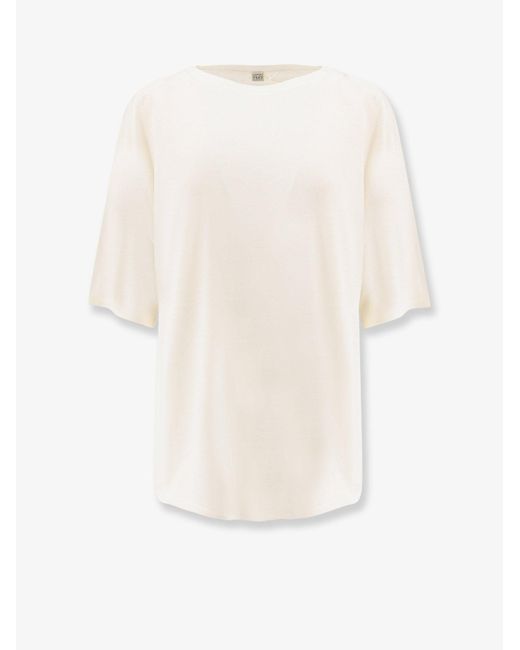 Totême White Longline Wool Blend Sweater
