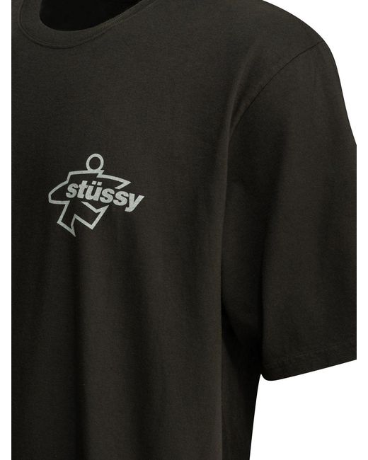 Stussy Black Cotton T-Shirt for men