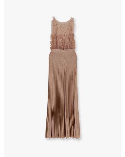 Elisabetta Franchi Natural Evening Gown Voile