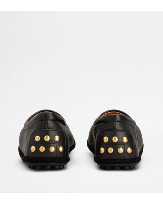 Tod's Black Leather Ballets Flat With Gommino