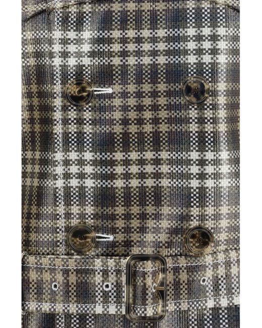 Burberry Gray Double-Breasted Foxfield Madras Trench for men