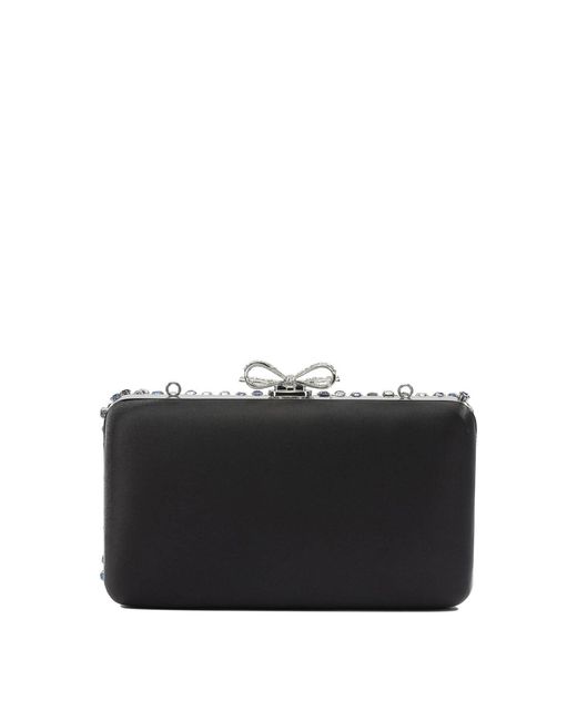 Self-Portrait Black Multi-Crystal Knit Clutch Bag