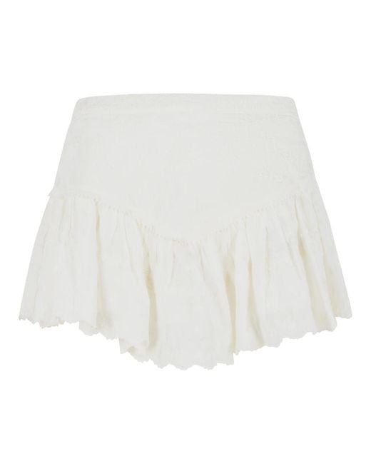 Isabel Marant White 'Zoelia' Shorts With Embroideries