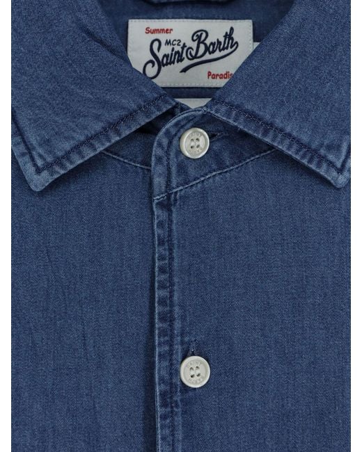 Mc2 Saint Barth Blue Shirt Raphael Light Denim for men