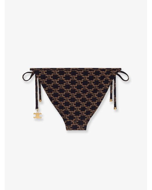 Céline Natural Jersey Bikini Bottom With Monogram Print