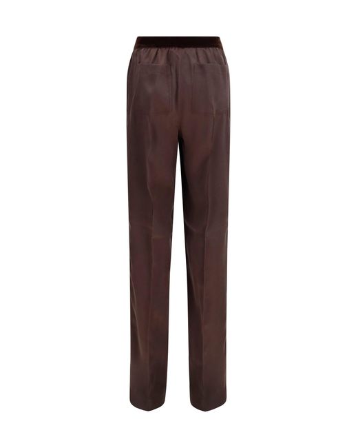 Tom Ford Brown Stretch Silk Satin Pants