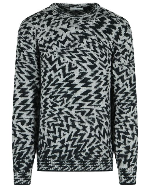 Laneus Black Two Tone Wool Blend Sweater