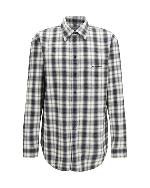 Balenciaga Multicolor Checked Cotton Flannel Shirt for men