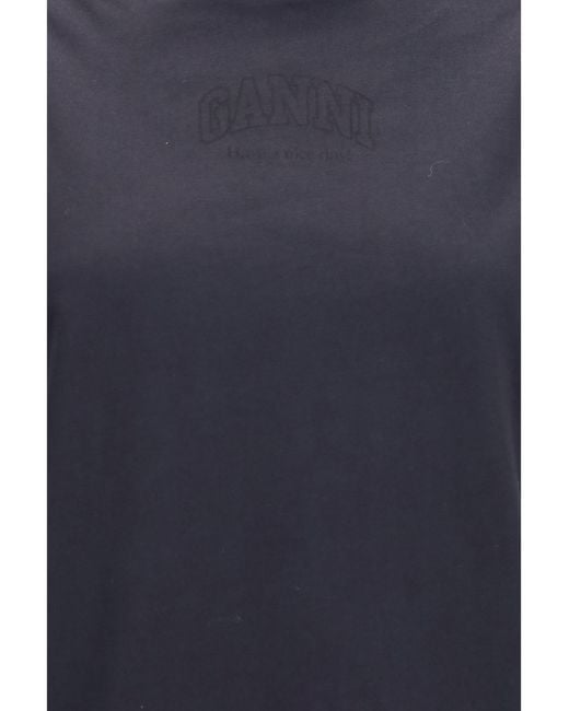 Ganni Blue Crewneck T-Shirt