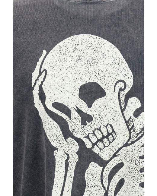 Palm Angels Gray Skull Double Long-Sleeved Shirt for men