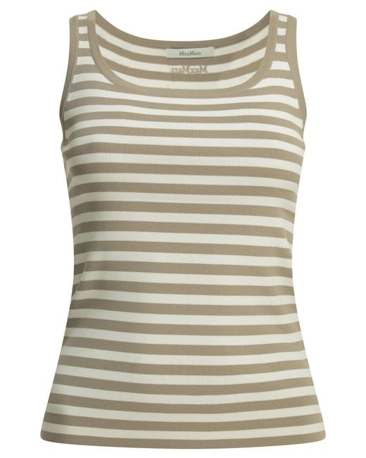 Max Mara Pure Gray Striped Fitted Tank Top