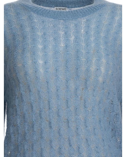 Loewe Blue Sweater With Perforated Detail Light