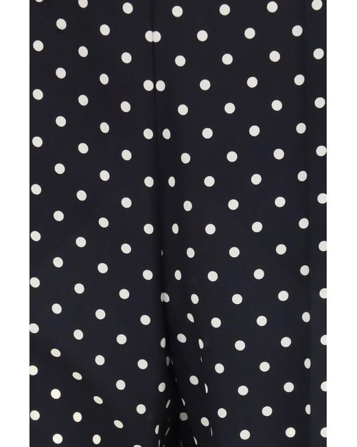Valentino Blue Pants Polka-Dot Crêpe De Chine Silk
