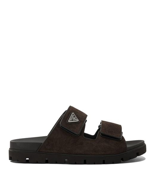 Prada Black Suede Slides