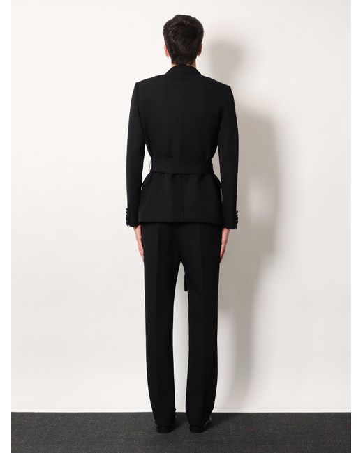 Valentino Blue Virgin Wool Blazer With Belt for men