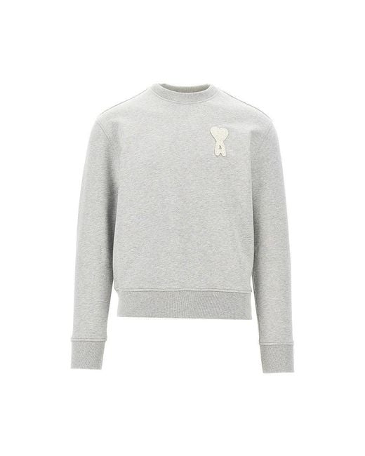 AMI Gray De Coeur Crochet Patch Sweatshirt for men