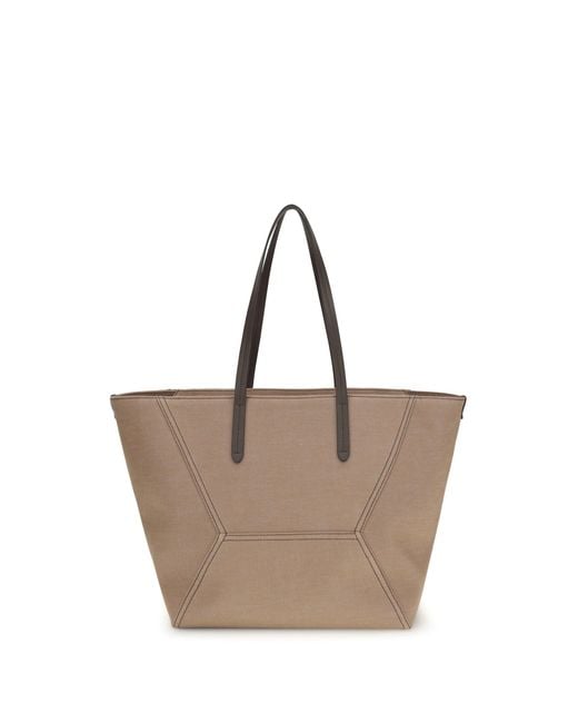 Brunello Cucinelli Natural Canvas Bc Tote Bag