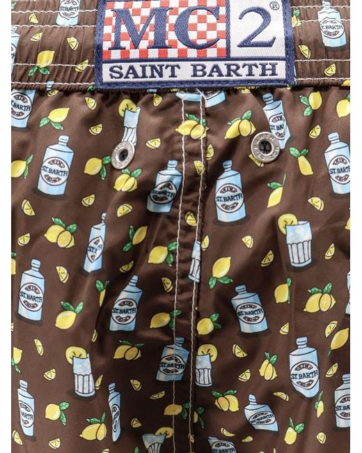 Mc2 Saint Barth White Swim Shorts Micro Pattern for men
