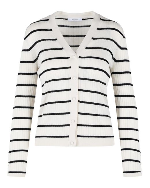 Max Mara Gray 'Pedale' Cashmere And Cream Silk Cardigan