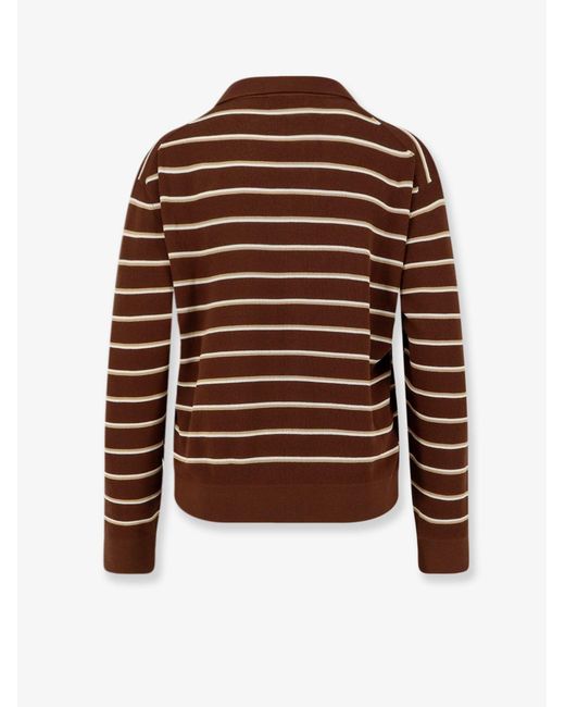 Miu Miu Brown Striped Cotton Polo Shirt