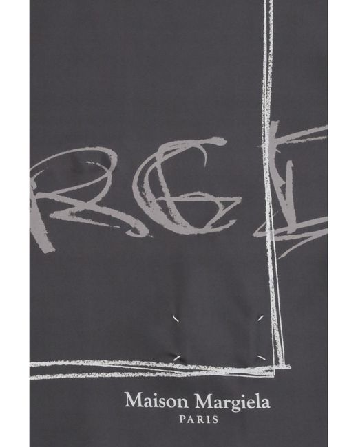 Margiela Gray Numerical Silk Scarf Graphite for men