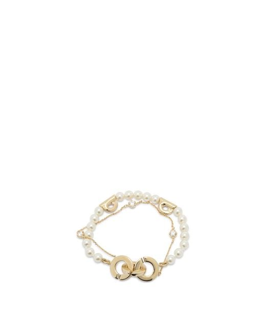 Ferragamo White Double Strand Bracelet With Pearls